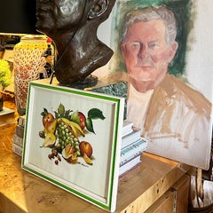 Impression de fruits vintage du milieu du siècle avec cadre vert R. F. Harnett