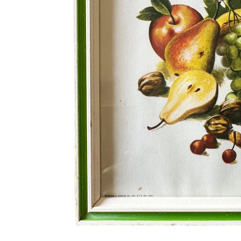 Gerahmter Vintage-Obstdruck mit grünem Rahmen R. F. Harnett, Mid-Century Vintage (Moderne der Mitte des Jahrhunderts) im Angebot