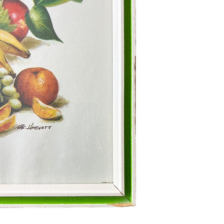 Gerahmter Vintage-Obstdruck mit grünem Rahmen R. F. Harnett, Mid-Century Vintage (amerikanisch) im Angebot
