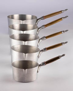 Vintage Mid-Century French Aluminium Brass Pots Tournus Kitchen Equipment