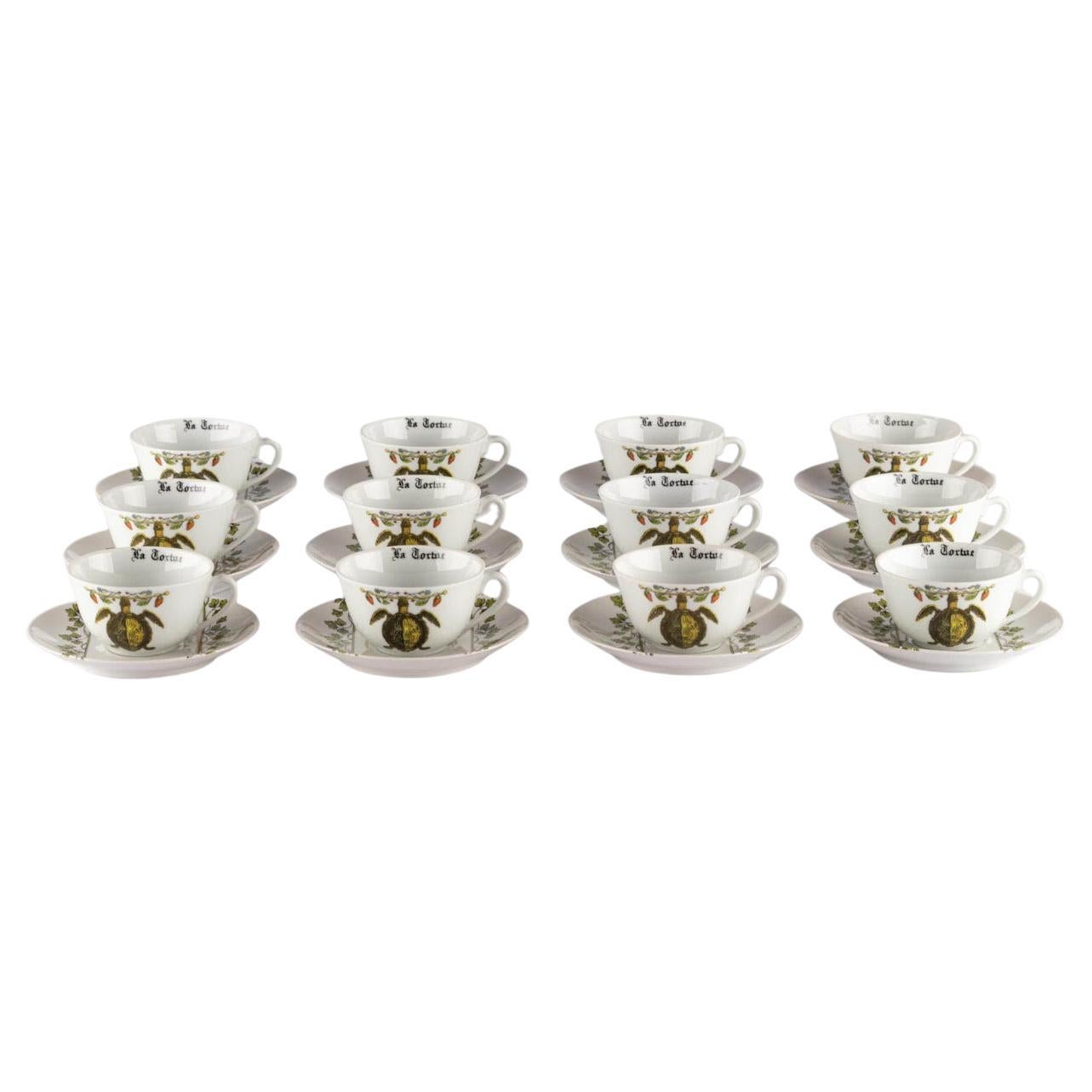 Vintage Mid-Century French Porcelain Tea Coffee Cups Saucers Porcelain d'Auteuil