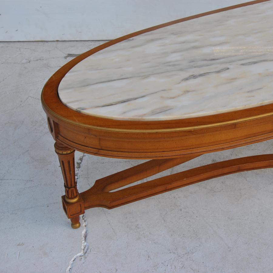 American Vintage Midcentury French Provincial Marble Coffee Table