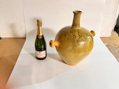 Vintage Mid-Century French Provincial Stoneware Potter Jar Jug Yellow Color