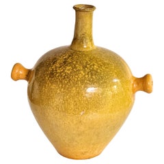 Vintage Mid-Century French Provincial Stoneware Potter Jar Jug Yellow Color