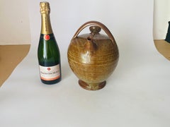 Vintage de mediados de siglo francés provincial de cerámica de gres, jarra Jar Vessel Brown