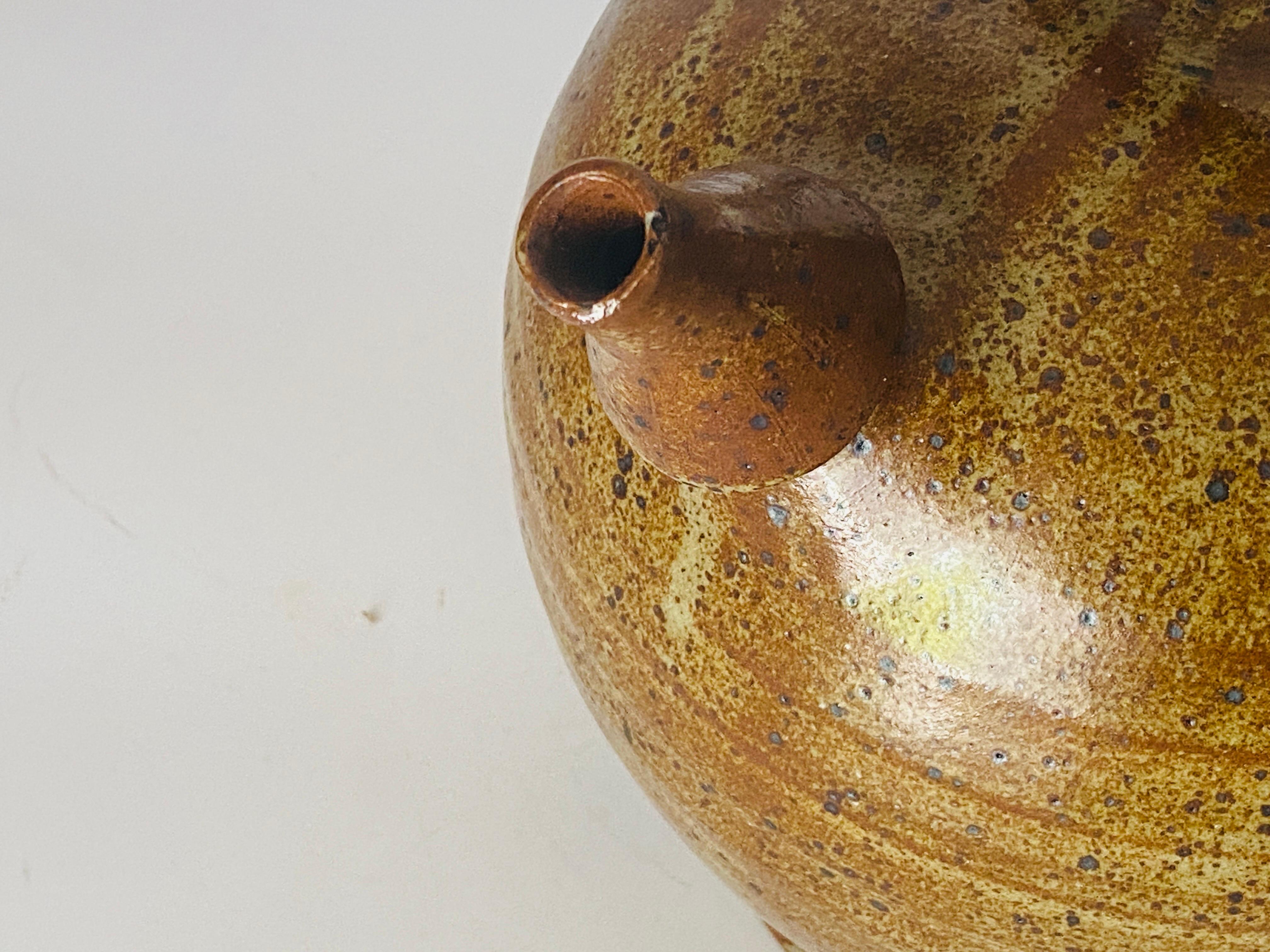 Sandstone Vintage Mid-Century French Provincial Stoneware Pottery, Jar Jug Vessel Brown For Sale