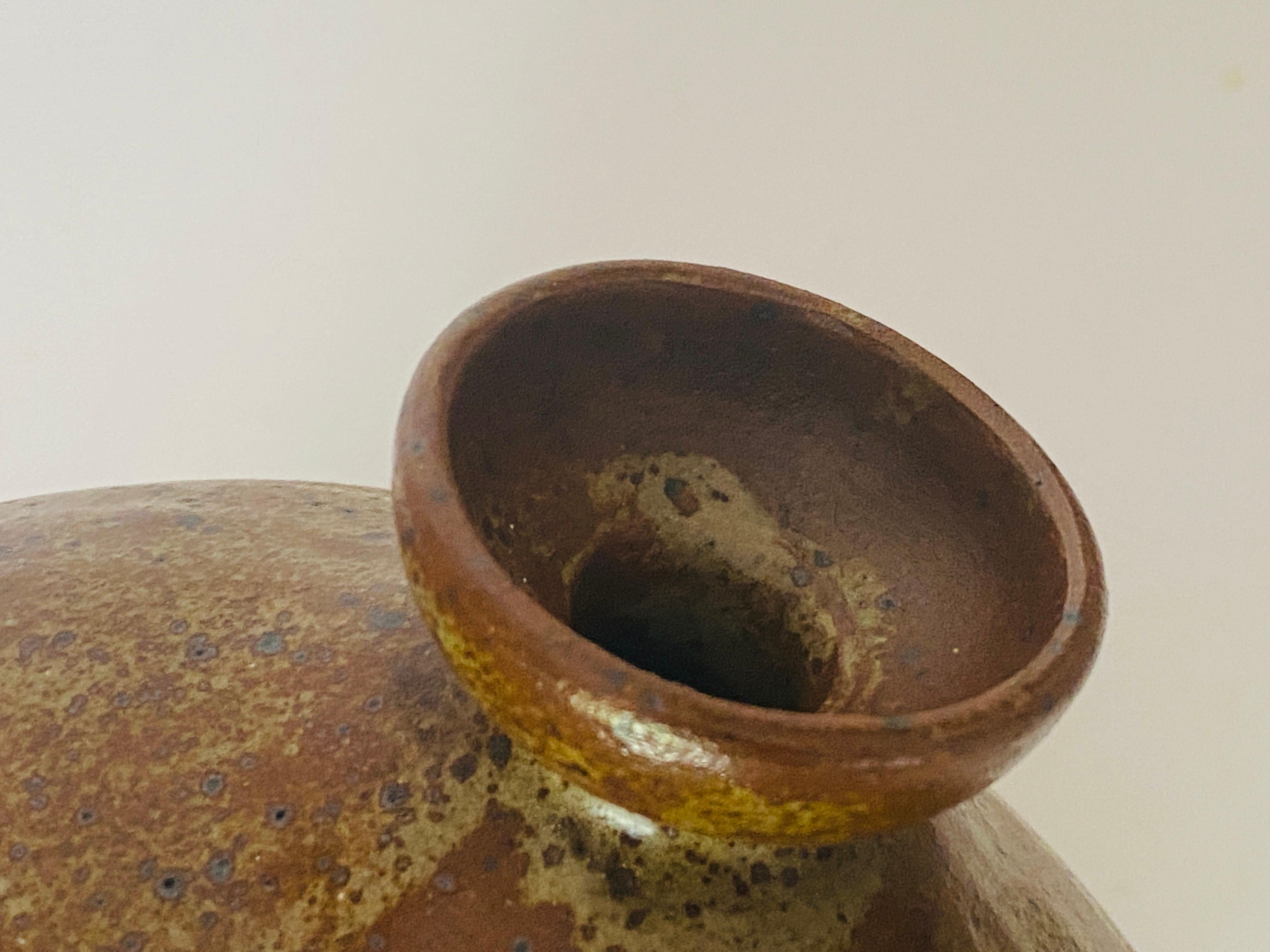 20ième siècle Vintage Mid-Century French Provincial Stoneware Pottery, Jar Jug Vessel Brown en vente