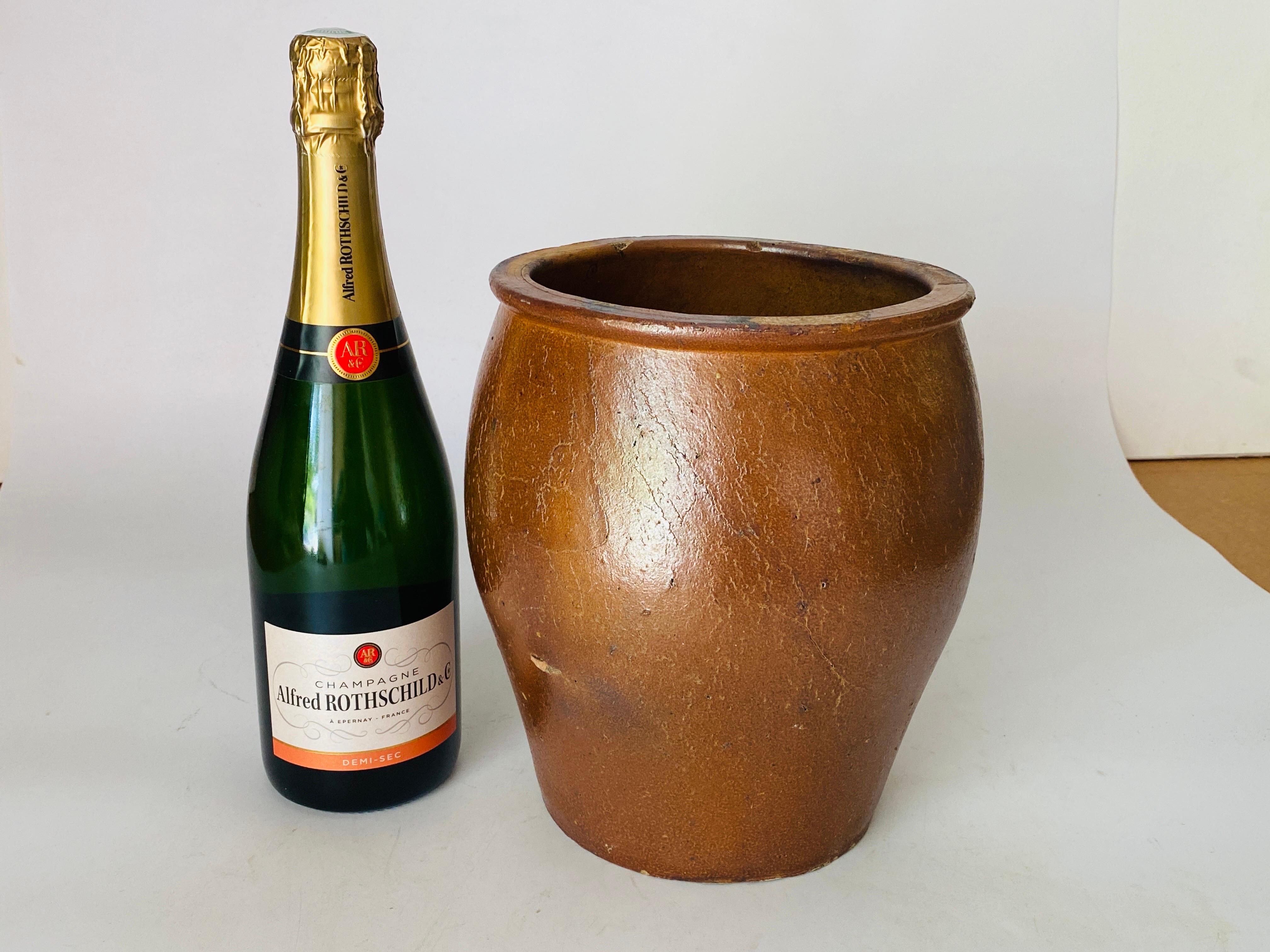 Sandstone Vintage Midcentury French Provincial Stoneware Pottery, Jar Pot For Sale