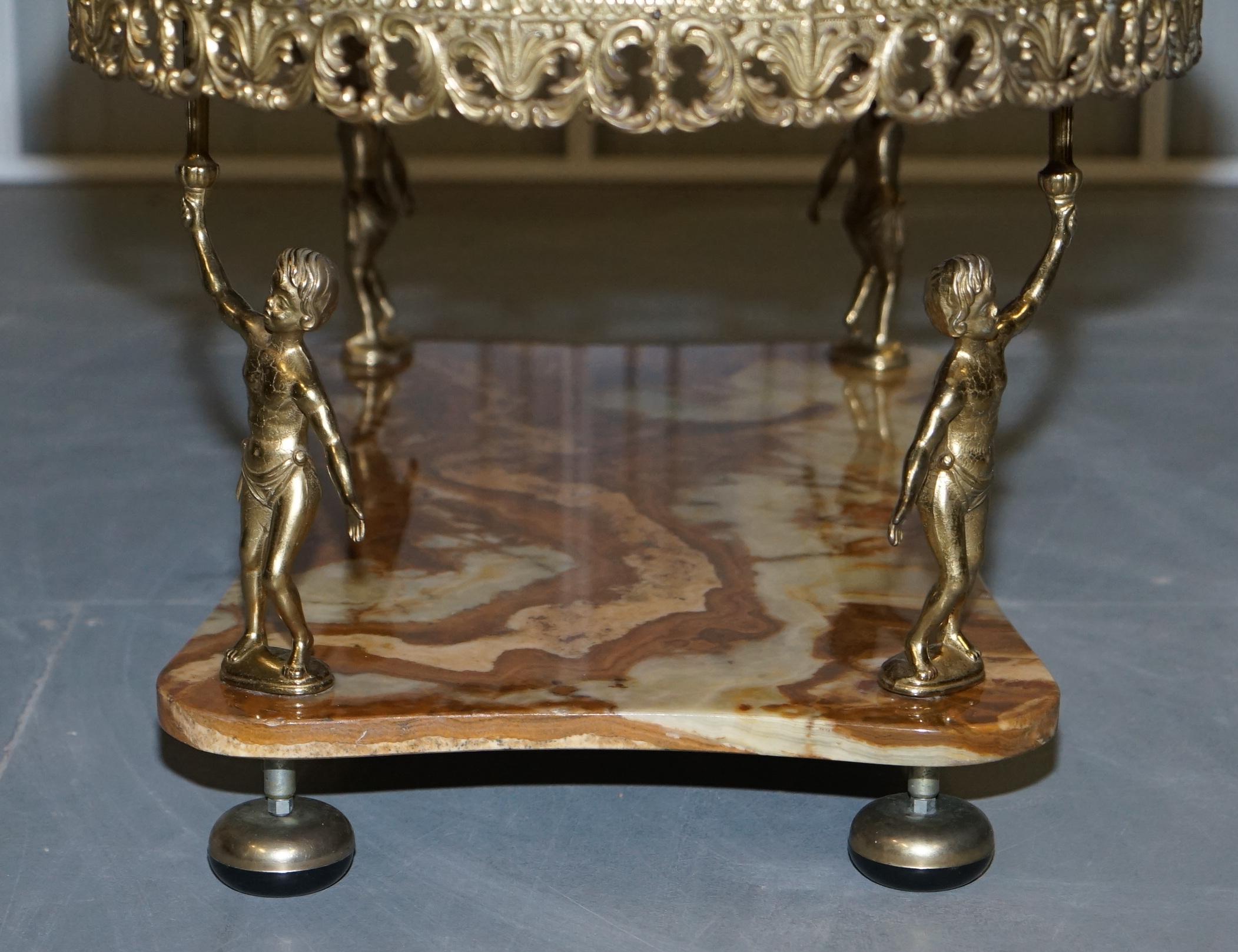 Vintage Mid Century French Rococ Style Gold Gilt Cherub Marble-Top Coffee Table 10