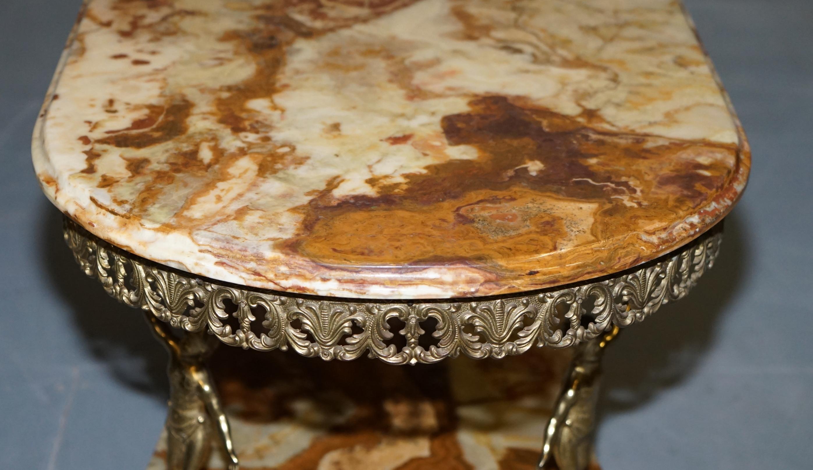 Vintage Mid Century French Rococ Style Gold Gilt Cherub Marble-Top Coffee Table 10