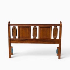 Vintage Mid-Century Full Size Headboard, Ornate Wood Panel Design, c. 1960s