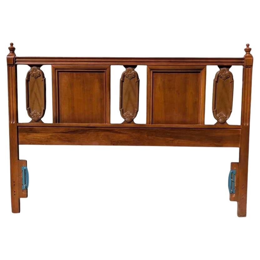 Vintage Mid-Century Full Size Headboard, Ornate Wood Panel Design, c. 1960s