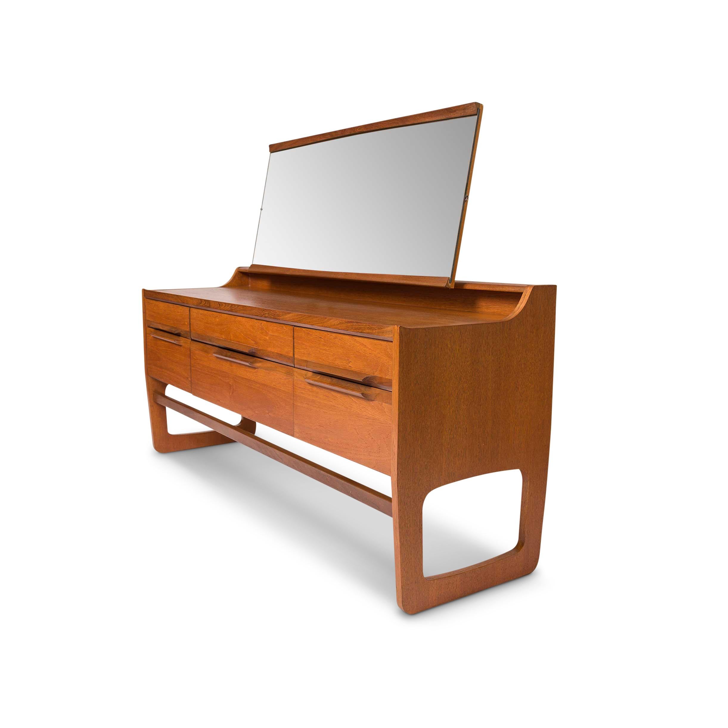 Mid-Century Modern Vintage Mid-Century G-Plan Lowboy Dresser with Vanity For Sale