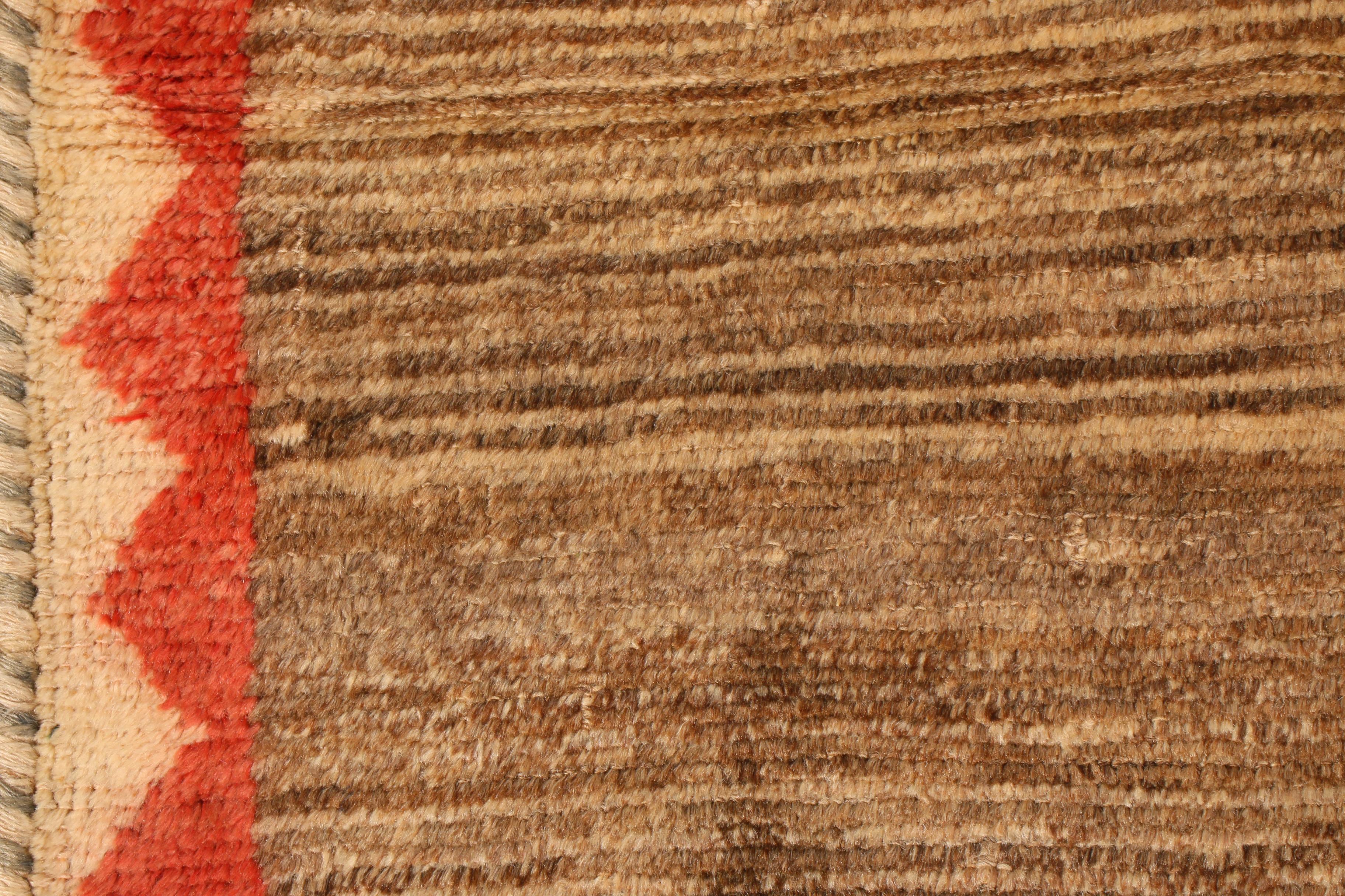 Islamic Vintage Midcentury Gabbeh Beige-Brown and Red Wool Persian Rug by Rug & Kilim For Sale