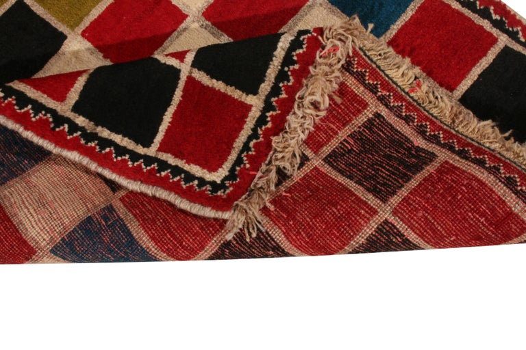Vintage Midcentury Gabbeh Geometric Red Wool Persian Rug by Rug and ...
