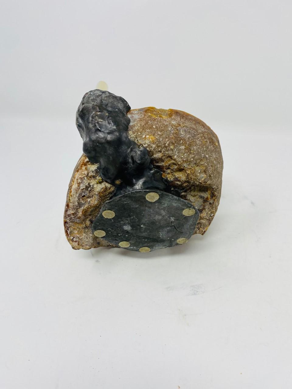 Vintage Mid-Century-Pendelhalter aus Geode und Bronze im Angebot 5