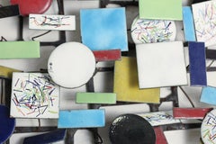 Vintage Mid Century Geometric Abstract Metal and Enamel Wall Sculpture