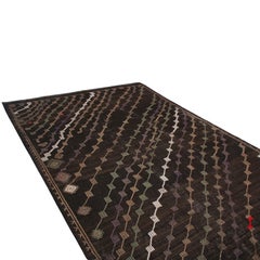 Vintage Midcentury Brown Purple/Green Wool Striped Kilim Rug by Rug & Kilim