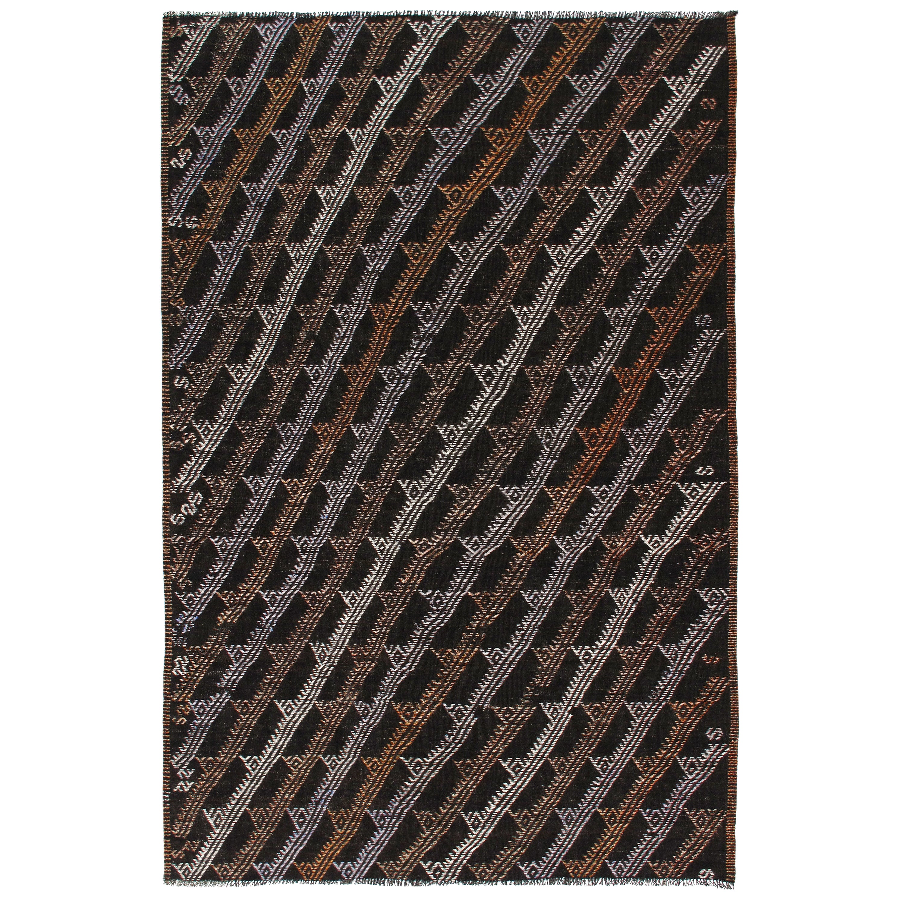 Tappeto di lana geometrico vintage di metà secolo in vendita