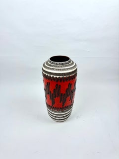 Vintage Mid-Century German Fat Lava Vase Bold Red Glaze and Textured Scheurich