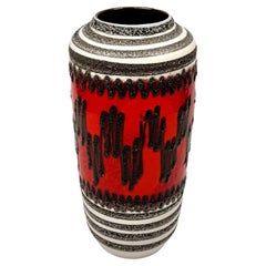 Vintage Mid-Century German Fat Lava Vase Bold Red Glaze and Textured Scheurich