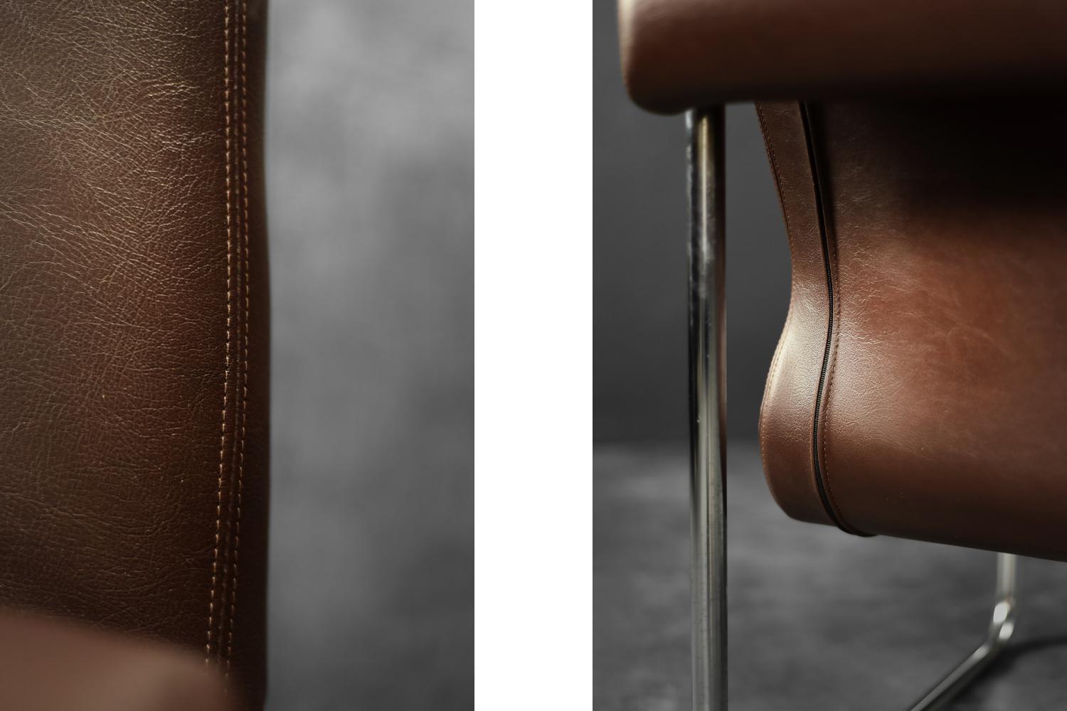 Divano da salotto a 2 posti con struttura in acciaio marrone, Vintage Mid-Century German Modern, anni '70 in vendita 5