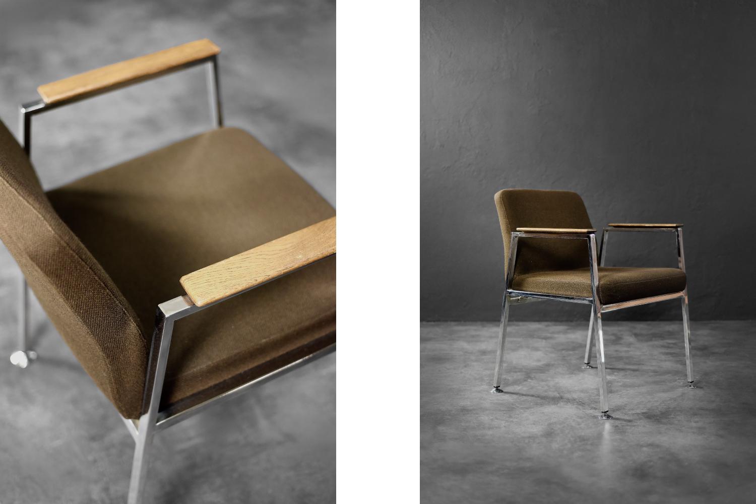 Brauner Konferenzstuhl aus der Mitte des Jahrhunderts von Drabert, 1970er Jahre (Ende des 20. Jahrhunderts) im Angebot