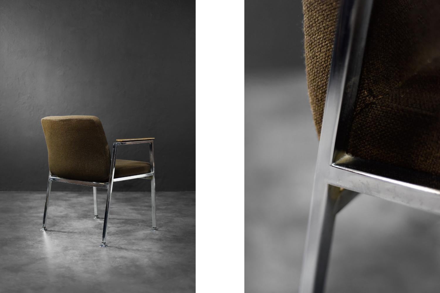 Brauner Konferenzstuhl aus der Mitte des Jahrhunderts von Drabert, 1970er Jahre (Textil) im Angebot