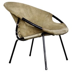 Silla Globo Círculo Vintage Moderna Alemana de Mediados de Siglo Verde Tierra