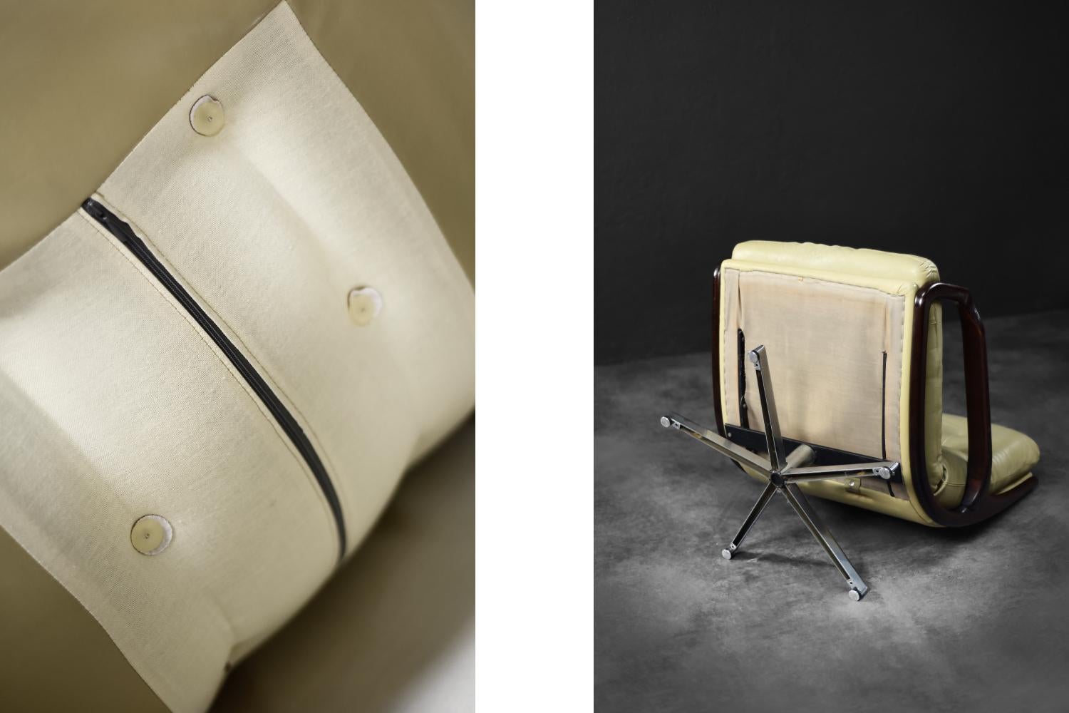 Sillón giratorio de cuero moderno alemán de mediados de siglo de Eugen Schmidt en venta 5
