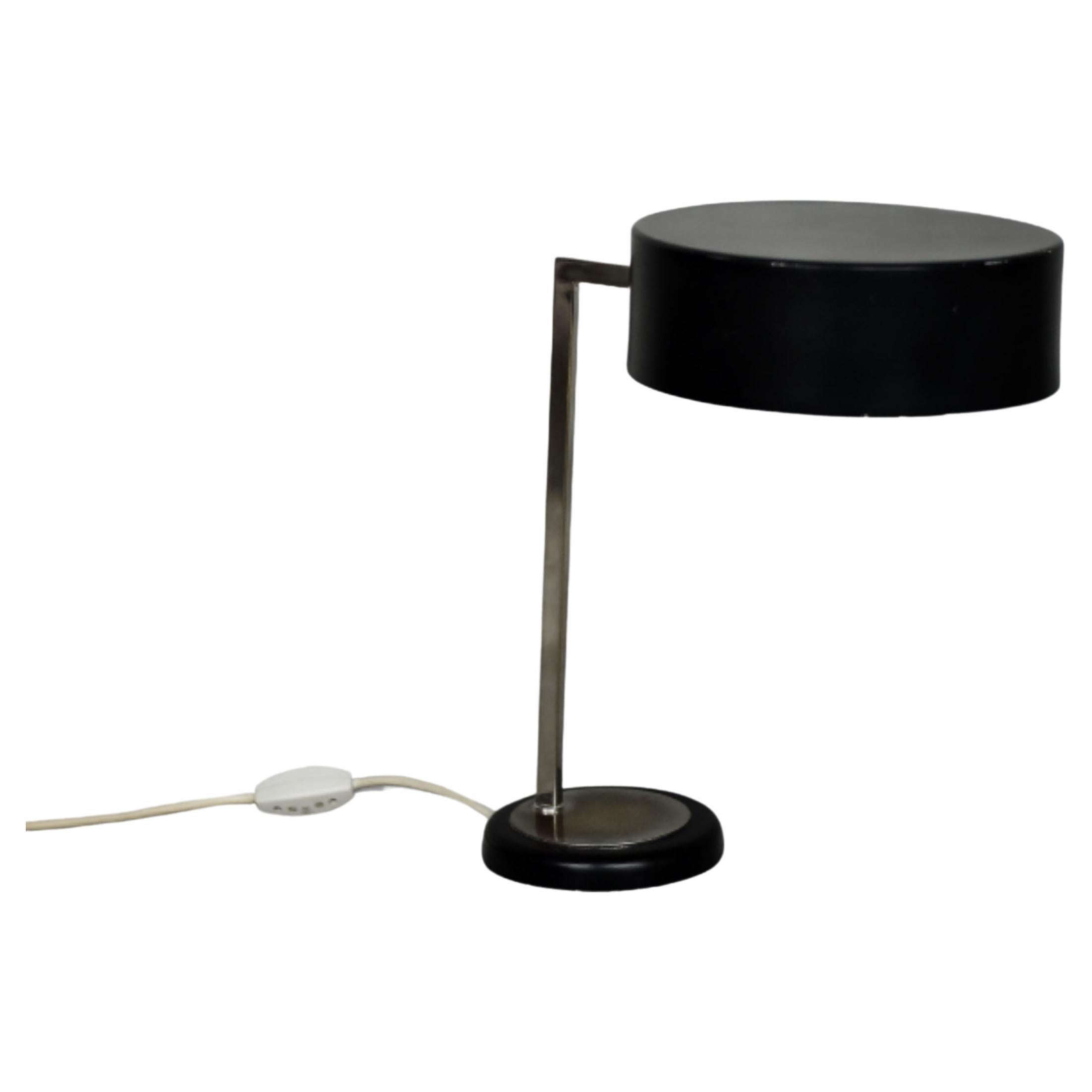 Vintage Mid-Century German Modern Minimalist Black Metal Desk Lamp, 1960s For Sale