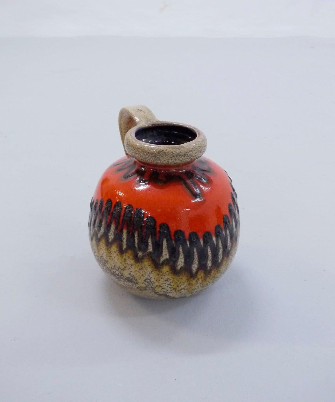 Ceramic Vintage Mid Century German Pottery Fat Lava Vase by Scheurich Keramik, 1960s