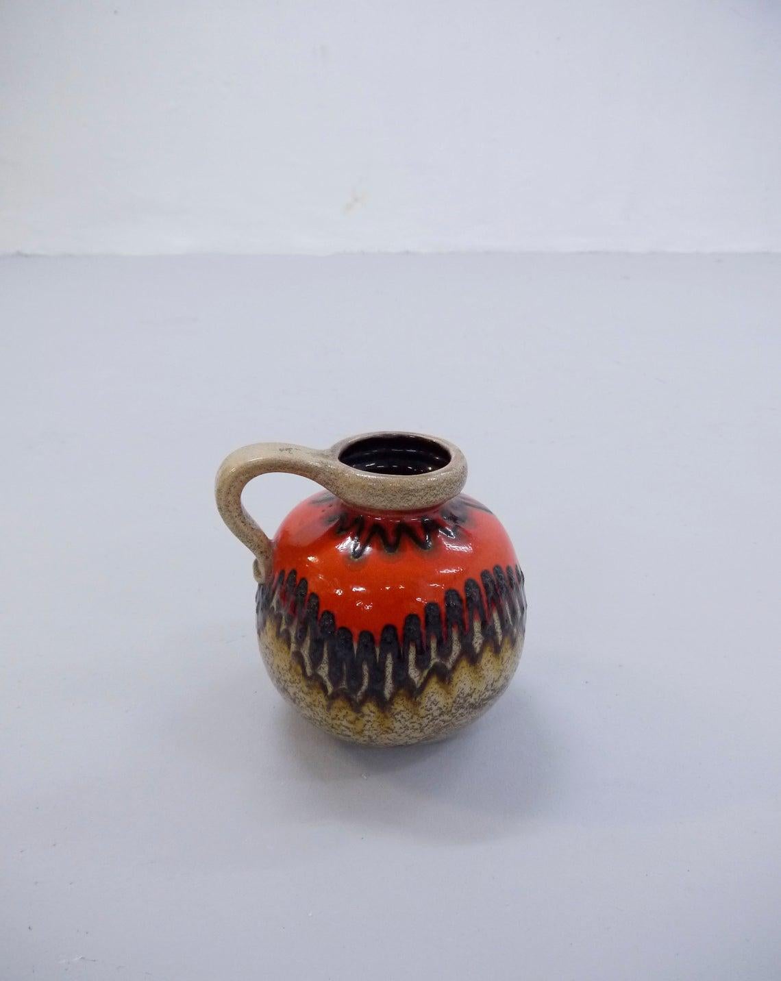 Vintage Mid Century German Pottery Fat Lava Vase by Scheurich Keramik, 1960s 1