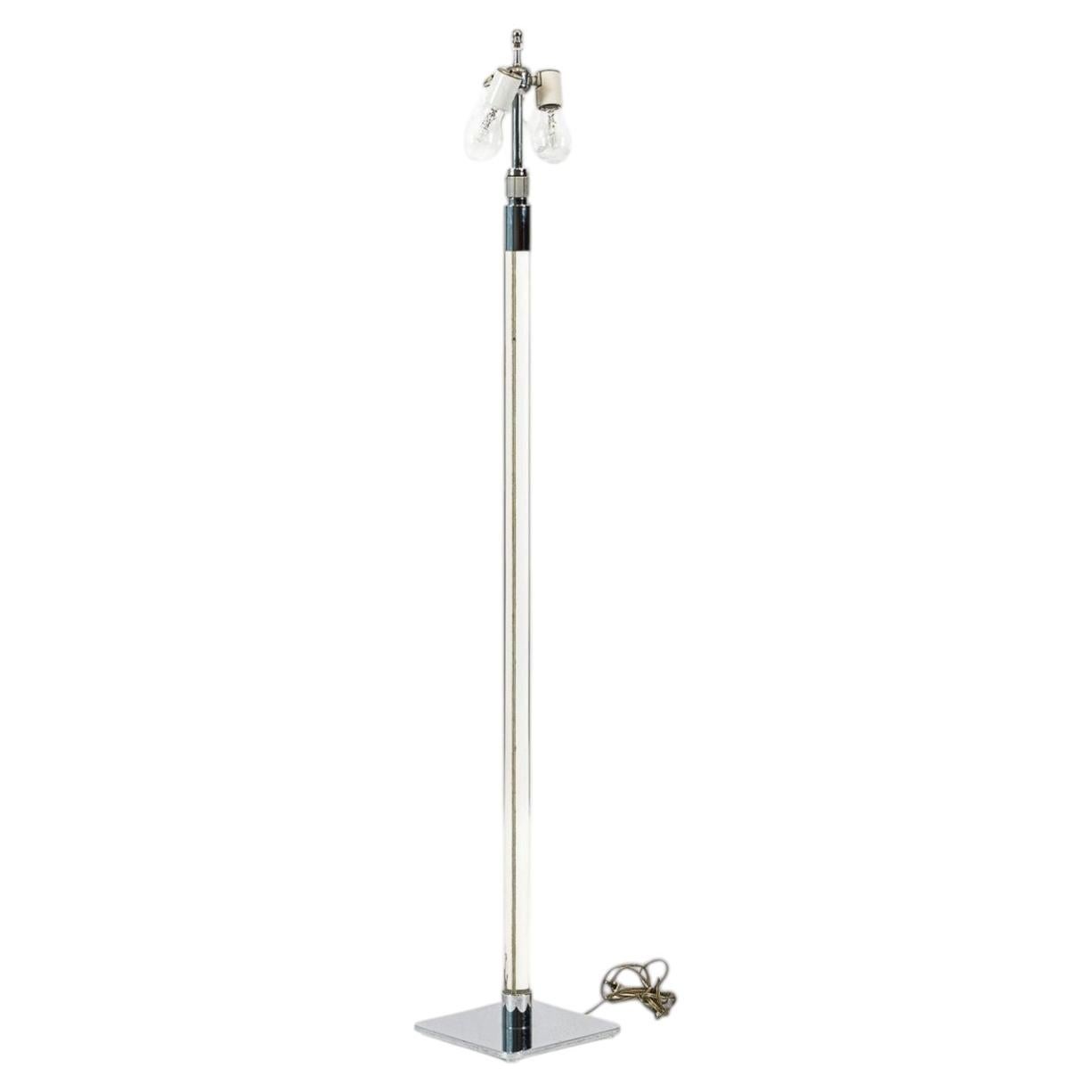 Vintage Mid Century Glass & Chrome Floor Lamp by Hansen, 1970s For Sale
