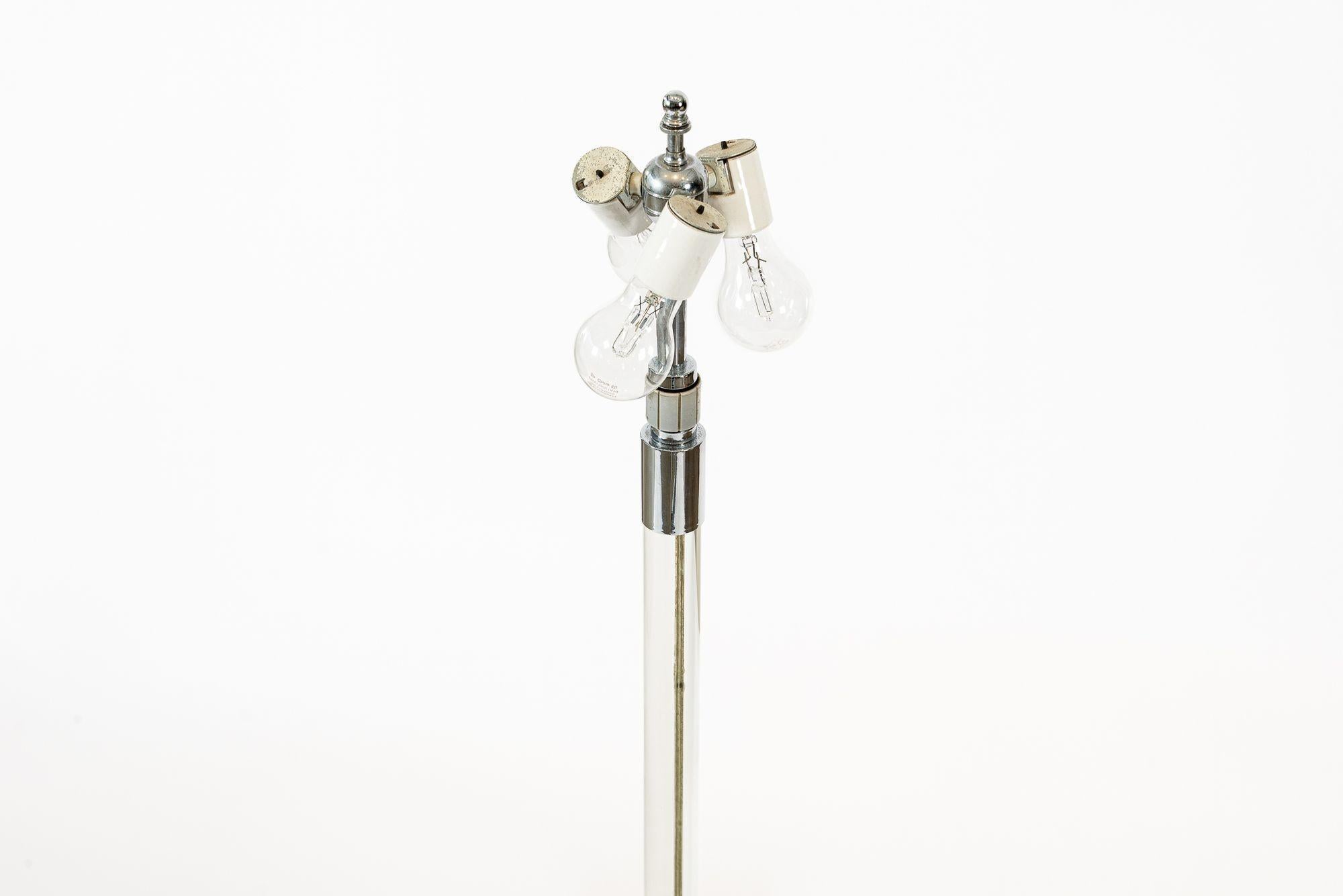 Lampadaire vintage mi-siècle en verre et chrome par Hansen Bon état - En vente à Detroit, MI