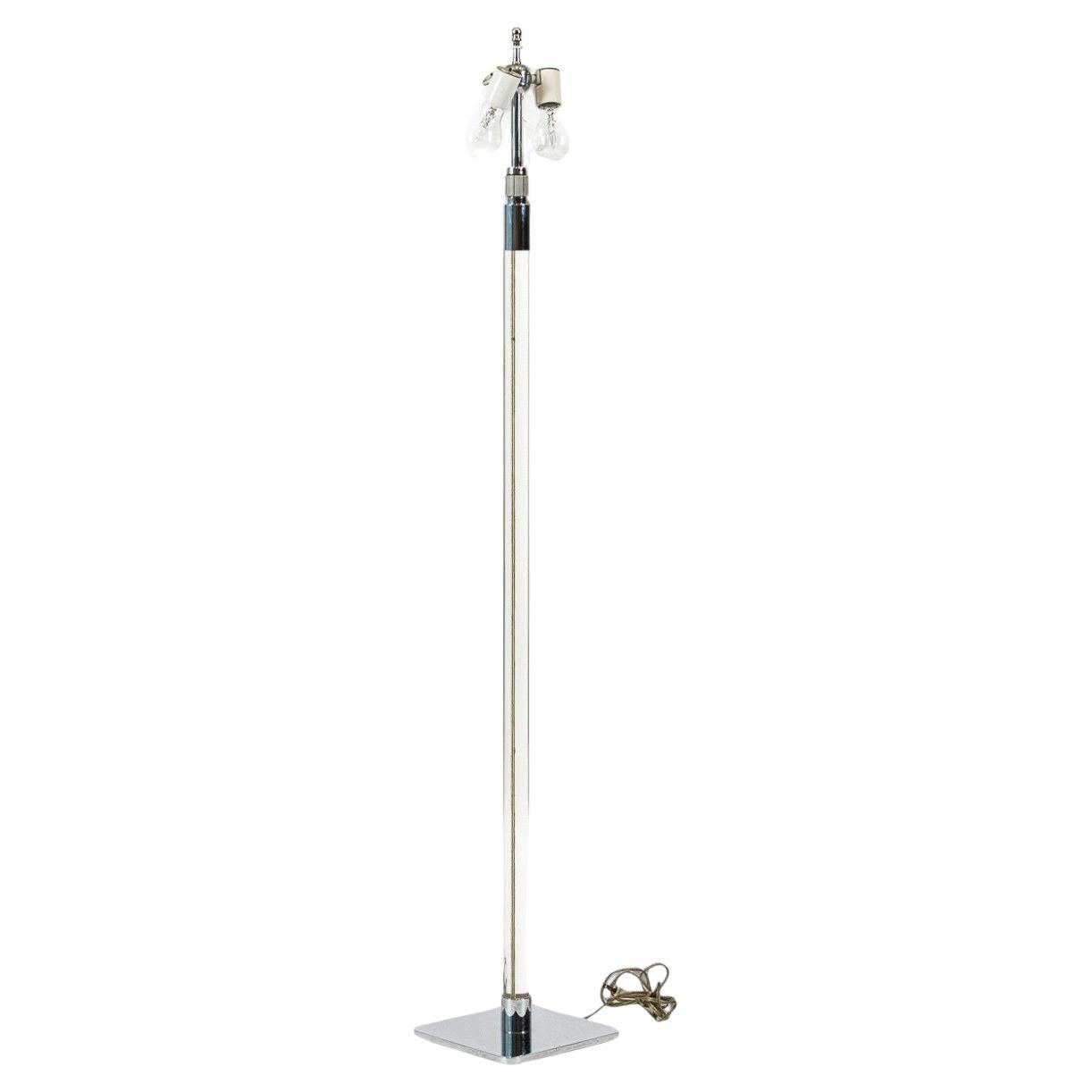 Lampadaire vintage mi-siècle en verre et chrome par Hansen en vente