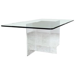 Vintage Mid Century Glass 
Lucite Dining Room Table Charles Hollis Jones Style