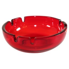 Vintage Mid-Century Glass Ruby Red Cigar Ashtray