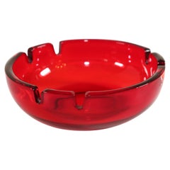 Vintage Mid-Century Glass Ruby Red Cigar Ashtray