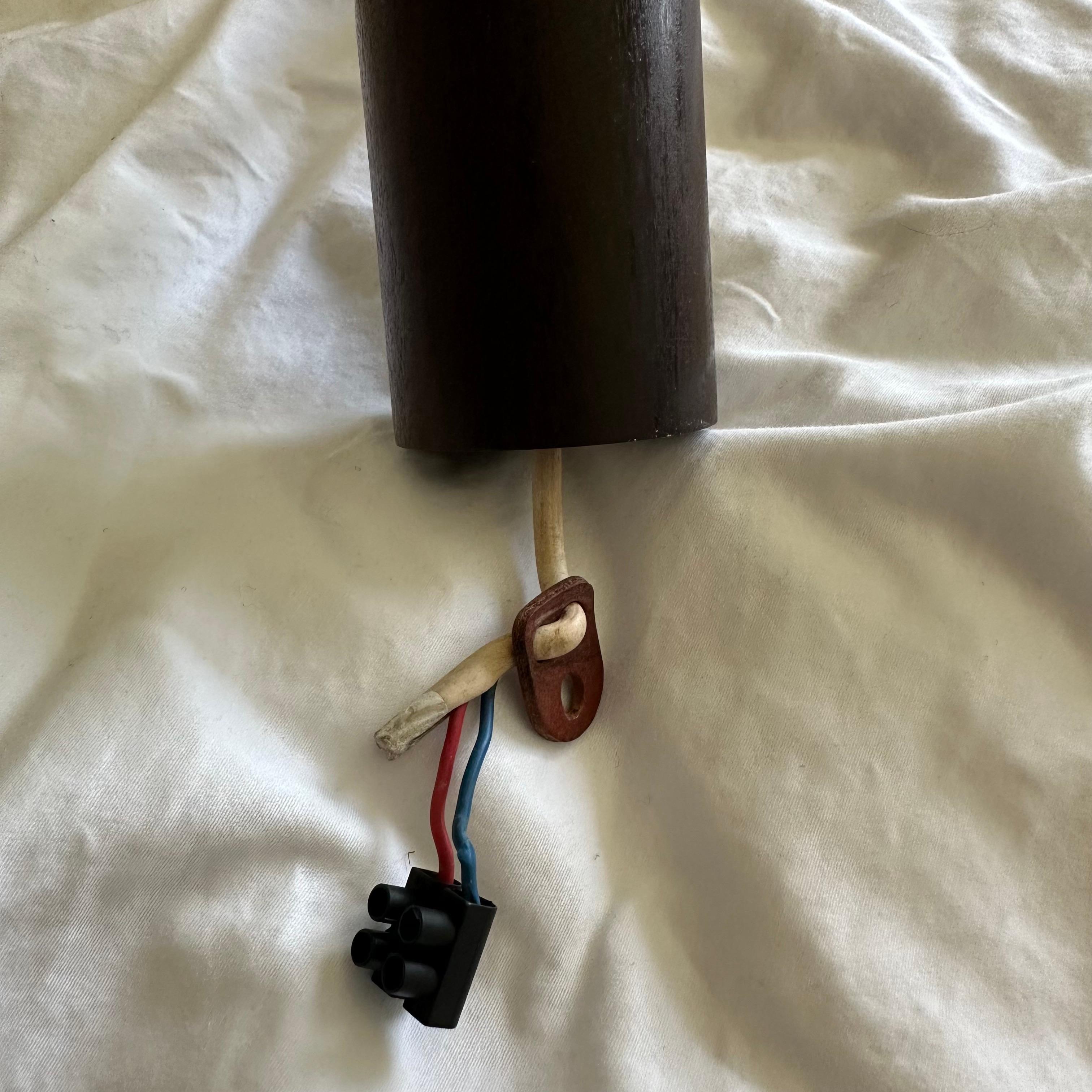 Lampe à suspension vintage mi-siècle en verre, bois de teck et corde de sisal  en vente 2