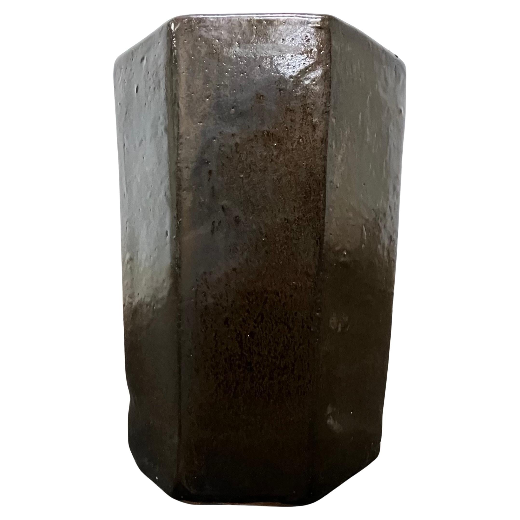Mid-Century Modern Jardinière octogonale en terre cuite émaillée du milieu du siècle Cubist Brutal en vente