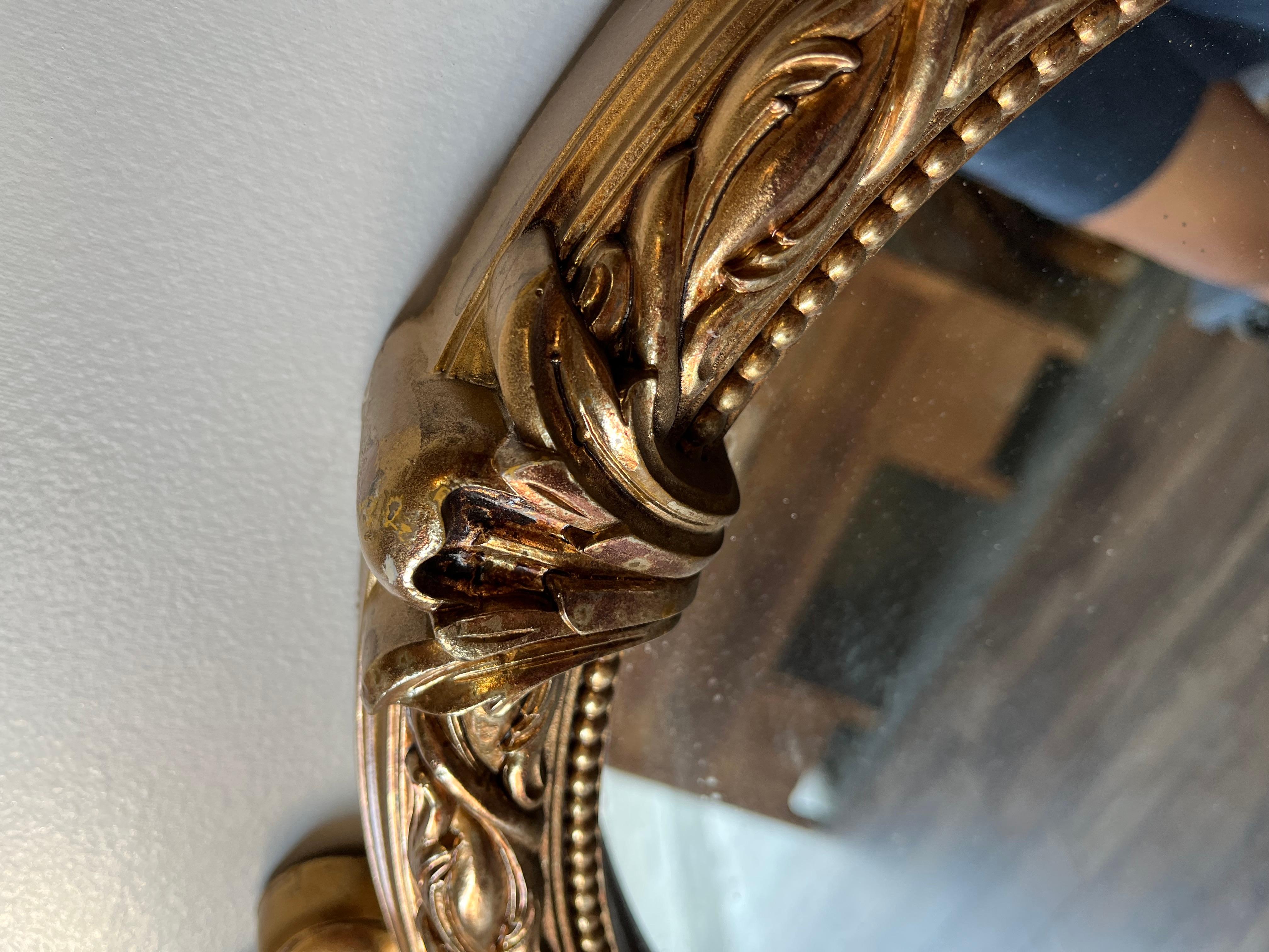 Vintage Mid Century Gold Bassett Triptych Hollywood Regency Oval Wall Mirror 6