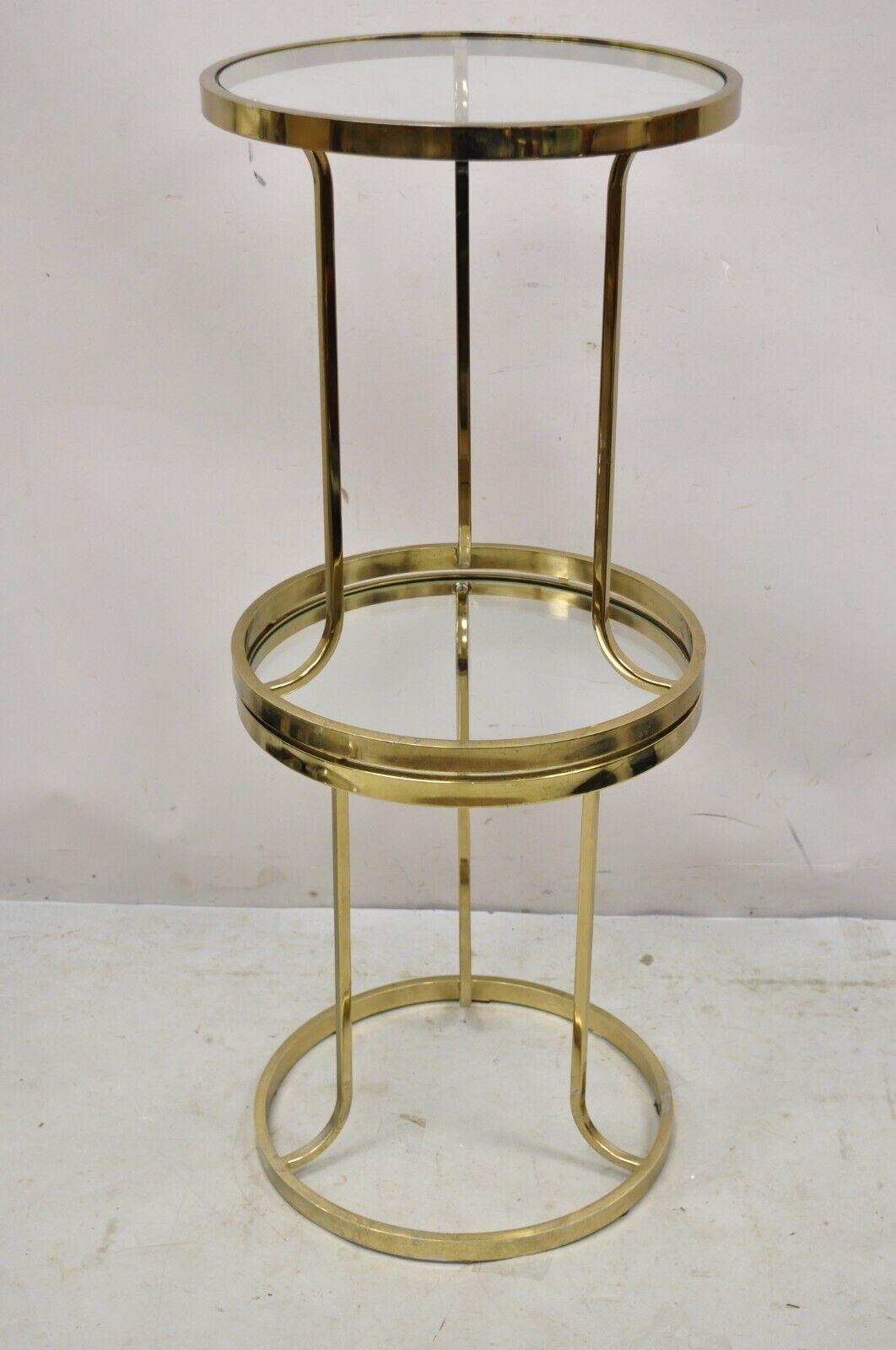 Vintage Midcentury Gold Brass Metal Baughman Style Round Side Tables, a Pair For Sale 5