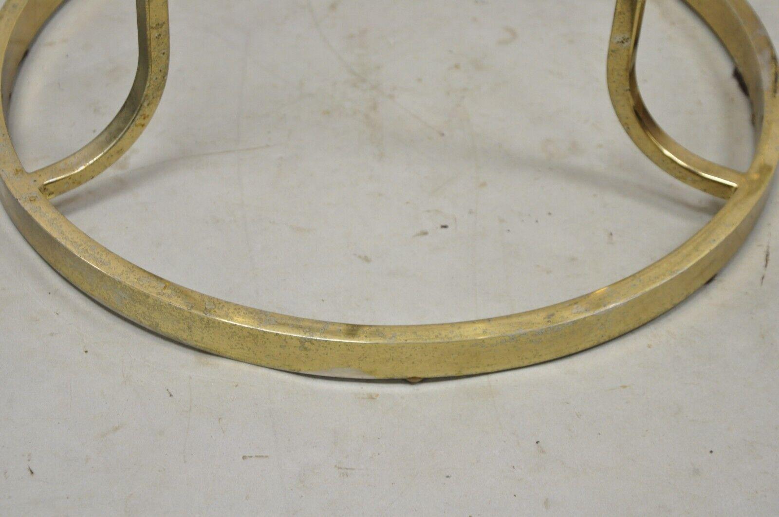 Vintage Midcentury Gold Brass Metal Baughman Style Round Side Tables, a Pair For Sale 2