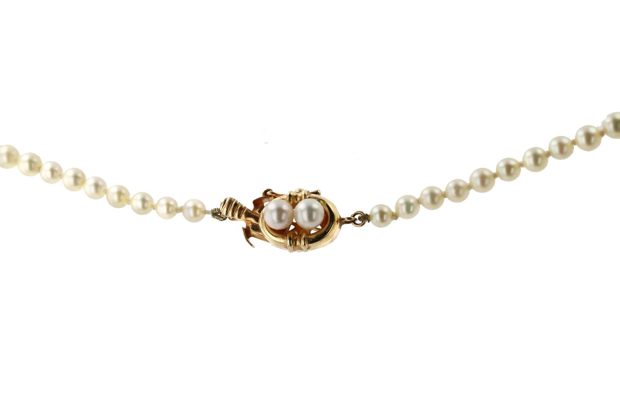 Uncut Vintage Mid Century Graduated Japanese Akoya Pearl Necklace