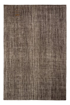 Vintage Mid-Century Gray Kilim Rug Solid Striped Pattern