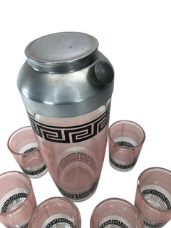 Vintage Mid Century Greek Key Hazel-Atlas Cocktail Set