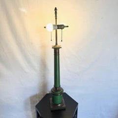 Vintage Mid Century Green and Brass Table Lamp