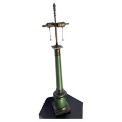 Vintage Mid Century Green and Brass Table Lamp