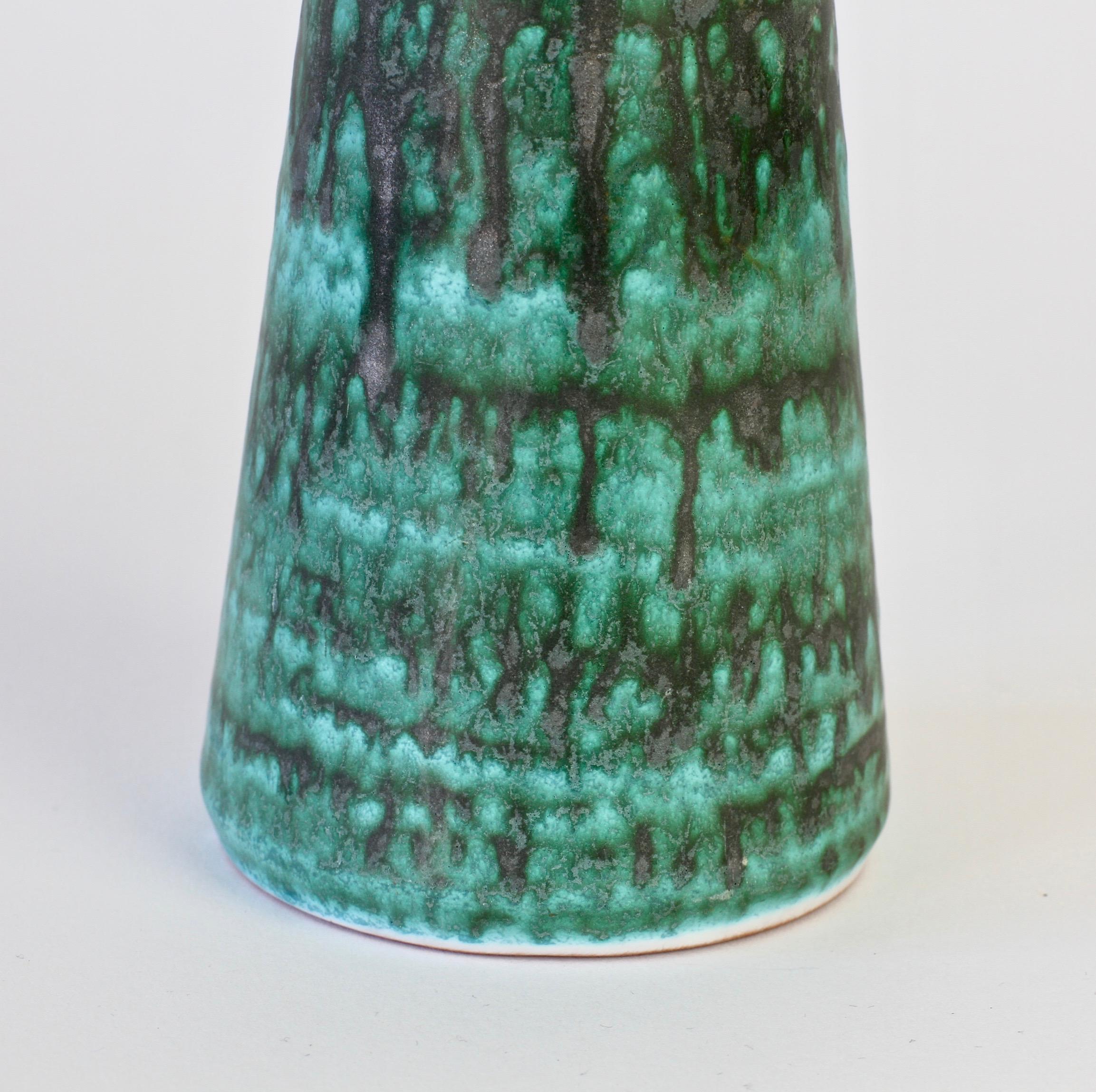 Vintage Midcentury Green and Graphite Glazed Vase by Waechtersbach, 1950s For Sale 1
